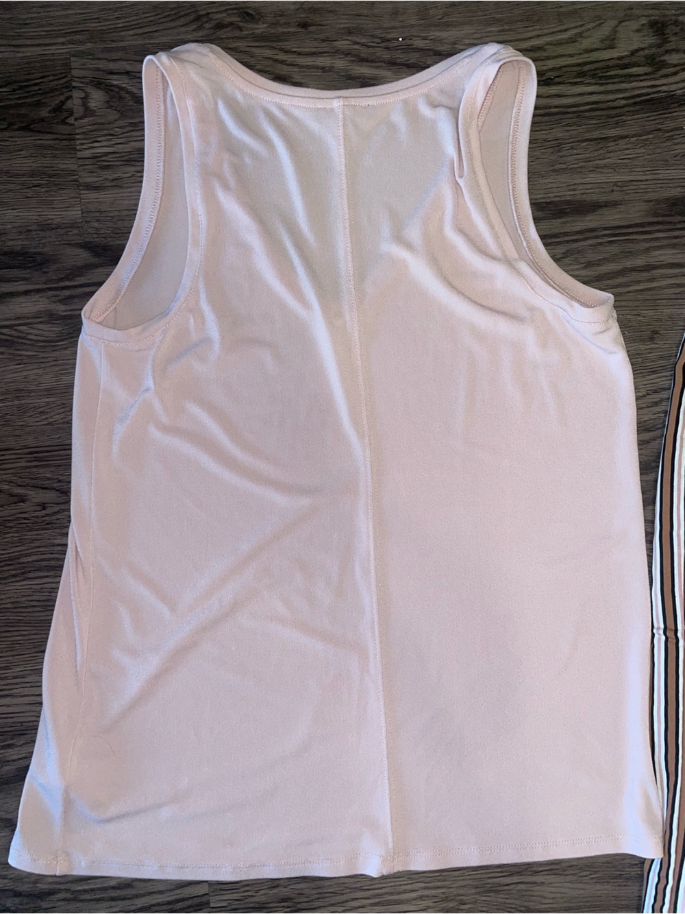 Express Striped Paperbag Waist Wide-Leg Pants and Pink Top - Picture 4 of 5